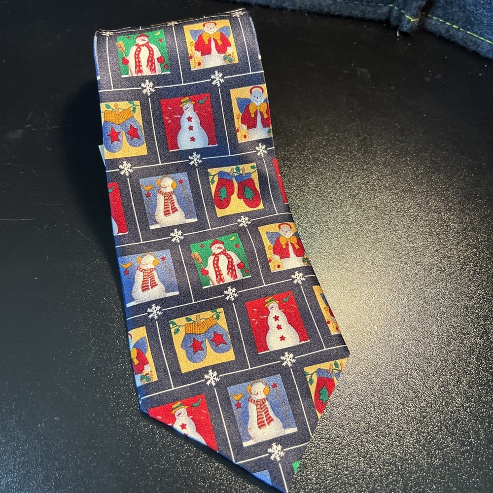 Keith Daniels Snowman Tie Mens Blue White‎ Snowman Snowflake Christmas 58" x 4"